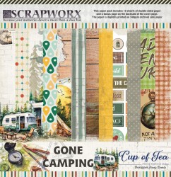 Scrapworx Collection - Gone Camping - Pattern Paper - 1. Full Pack 12 x 12 - 1. Side A - Front Cover (Copy)
